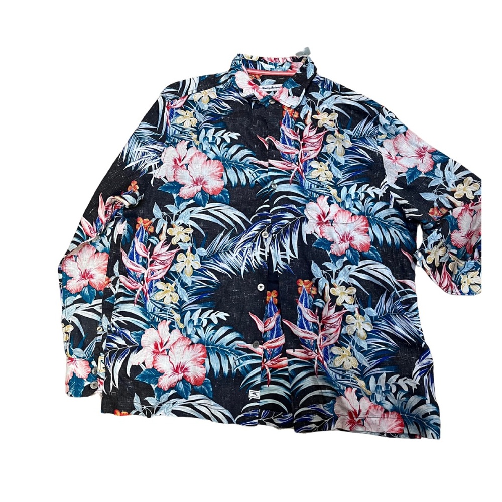 Tommy Bahama Lg Linen Light Weight Vibrant Tropical Floral Shirt